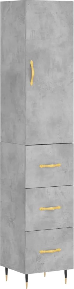 vidaXL Dulap înalt, gri beton, 34,5x34x180 cm, lemn prelucrat
