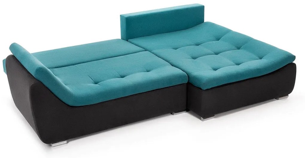 Colțar Extensibil LORENZO, cu ladă de depozitare, variante stânga/dreapta 280x180x70 cm, Dreapta / Mango-Turcoaz-Negru-Enjoy