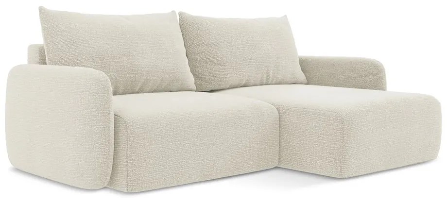 Colțar crem extensibil/cu spațiu de depozitare (cu colț pe partea dreaptă) Kalena – Makamii