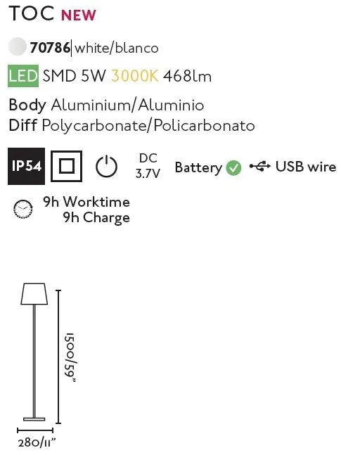 Lampadar LED portabil iluminat exterior decorativ IP54 TOC