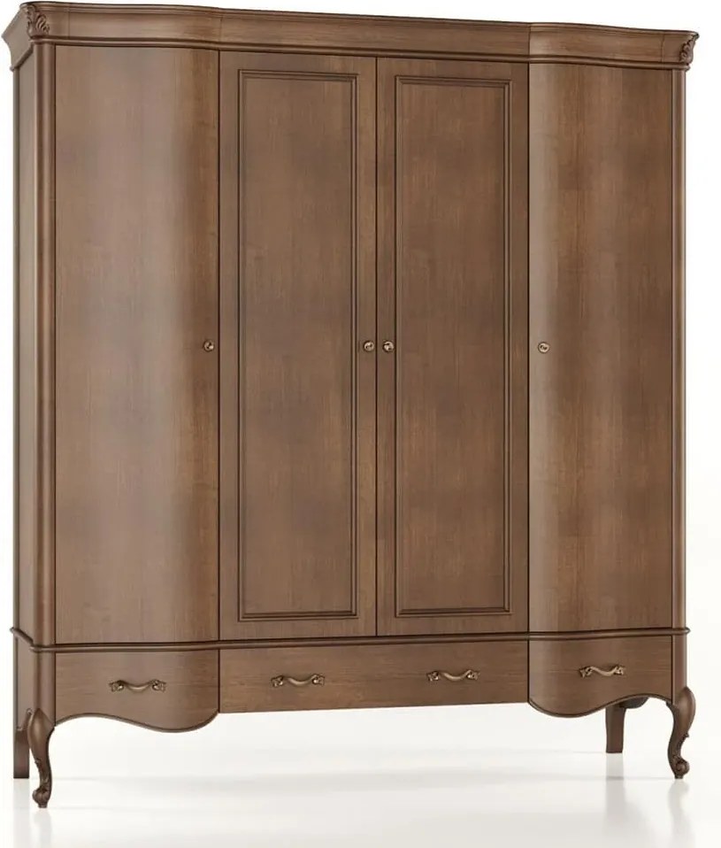 Dulap lemn masiv Celisea 4 Uși 4 Sertare, 200 × 63 × 220 cm