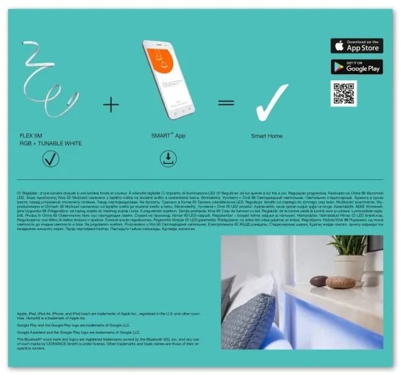 Ledvance SMART+ FLEX LED RGB+TW bandă reglabilă 5m LED/16W/230V 2700-6500K BT