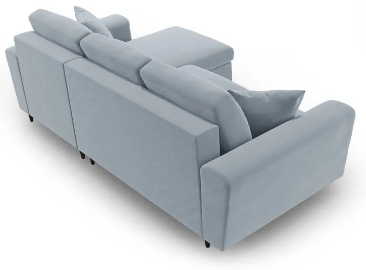 Colțar albastru deschis extensibil, cu spațiu de depozitare cu tapițerie din catifea Kyoto – Cosmopolitan Design