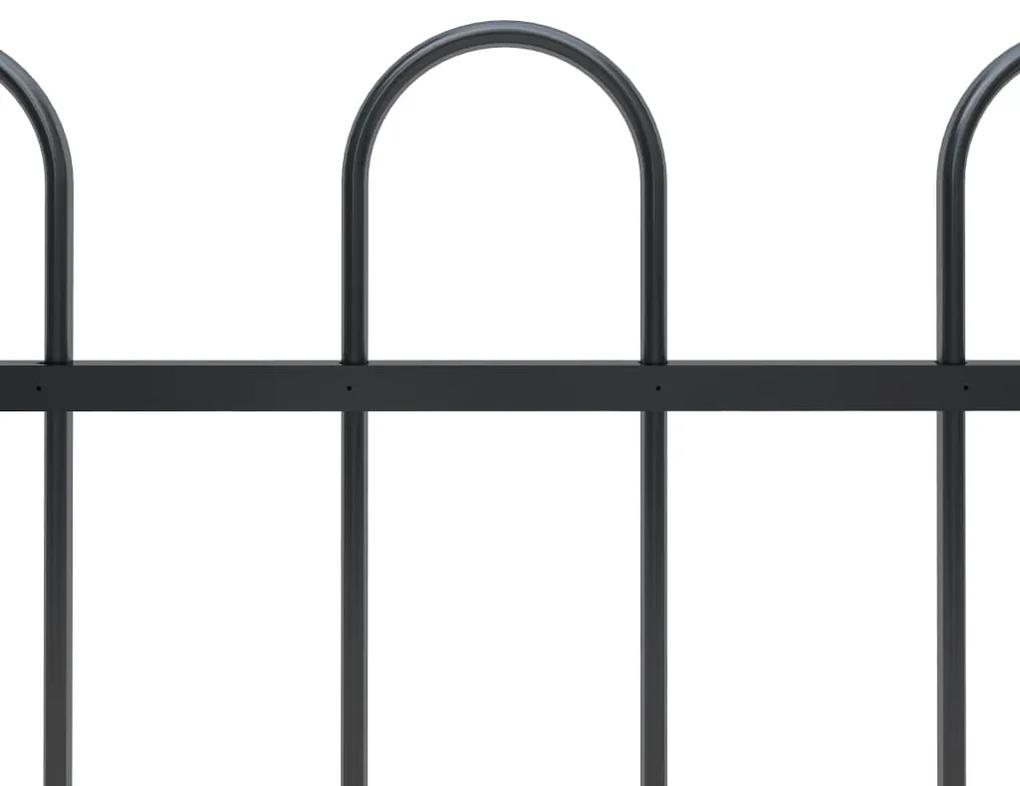 Gard de gradina cu varf curbat, negru, 5,1 x 1 m, otel 1, 1 m, 5.1 m