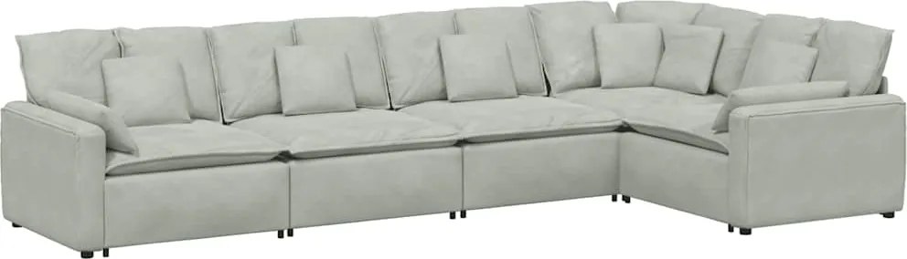 vidaXL Canapea modulară cu perne, gri deschis, catifea