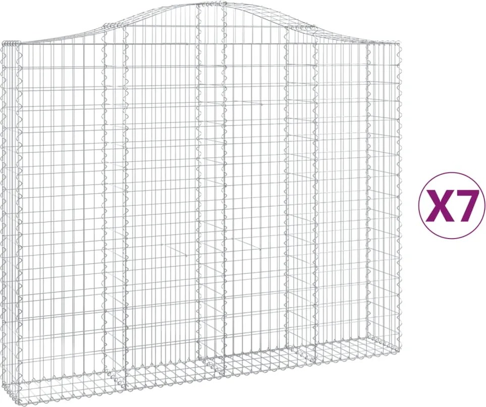 vidaXL Coșuri gabion arcuite 7 buc, 200x30x160/180 cm, fier galvanizat