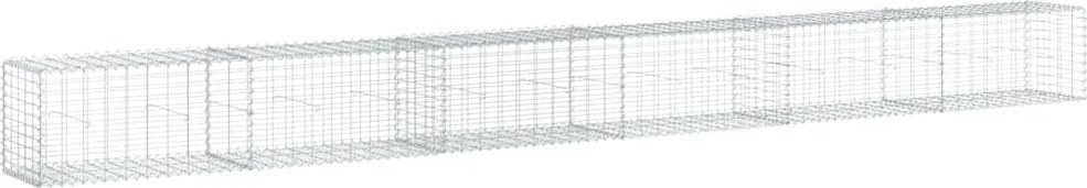 vidaXL Coș gabion cu capac, argintiu, 600x50x50 cm, fier galvanizat