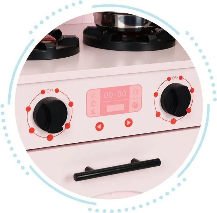 Bucatarie din lemn pentru copii cu cuptor, plita, microunde si accesorii