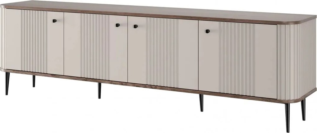 Dulap TV Vesper 4D 187 cm - cașmir / nuc / picioare negre