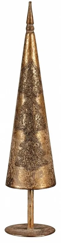 Decorație metalică de Crăciun Brad, auriu, 11 x 11x 48 cm