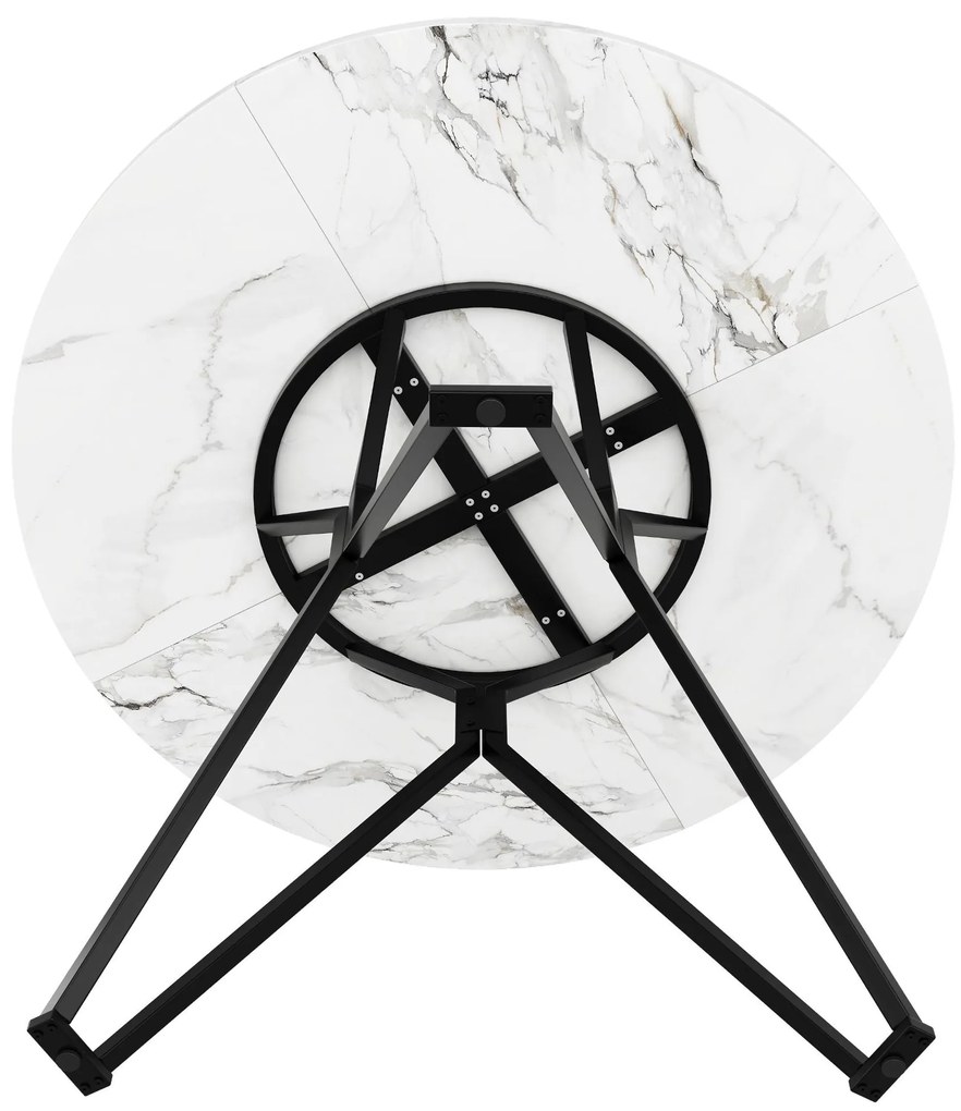 Masă rotundă pentru 4 persoane, Alb+Negru | Aosom Romania