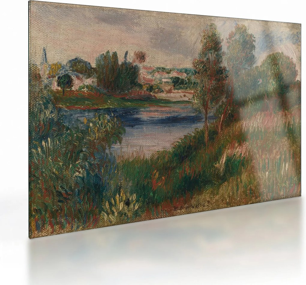 Tablou pe sticlă - Auguste Renoir, Landscape at Vetheuil, reproducere (70x50 cm)