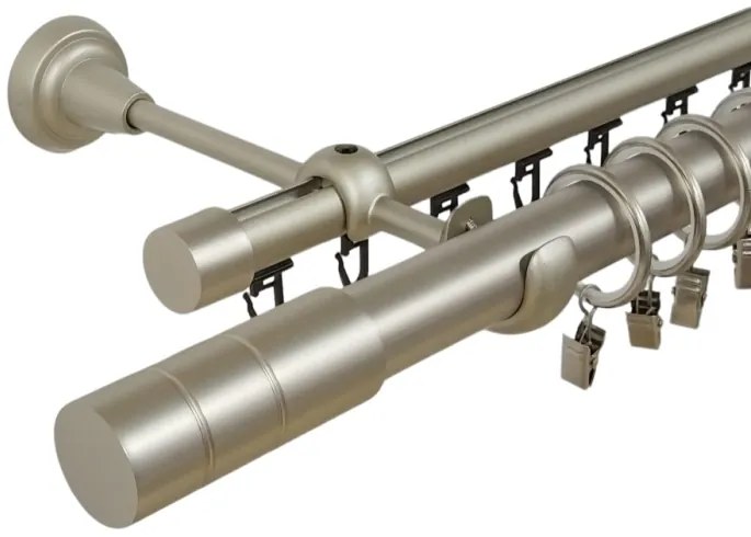 Galerie dubla cylindru , teava neteda si profil,grosime 25 si 19mm, crom mat (Alege marime: 320 cm)