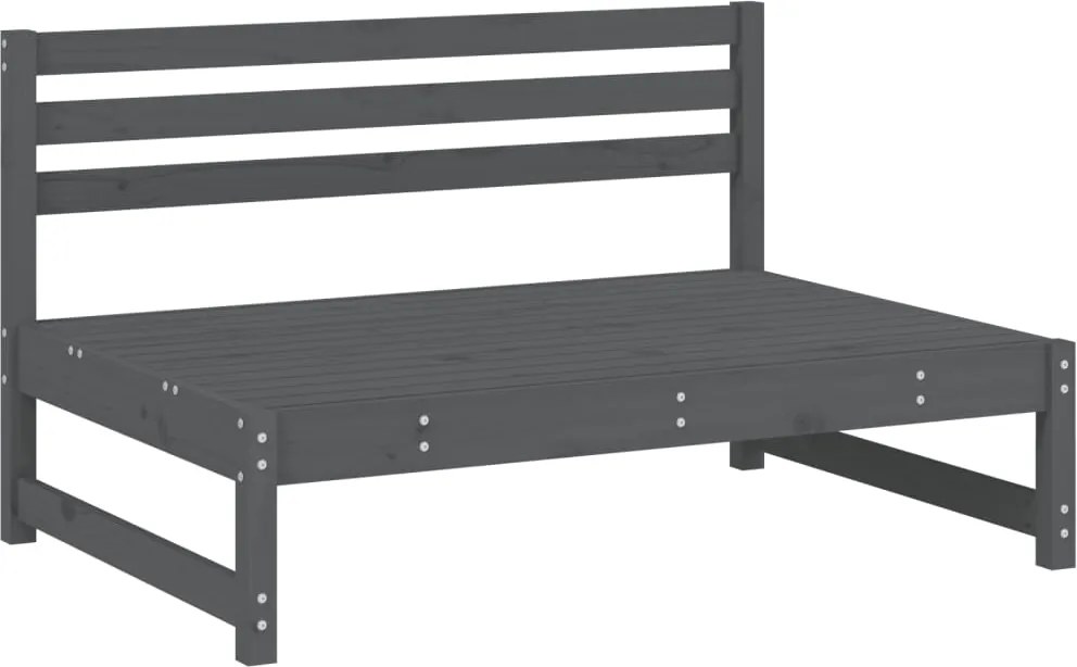 vidaXL Canapea de mijloc de grădină, gri, 120x80 cm, lemn masiv pin