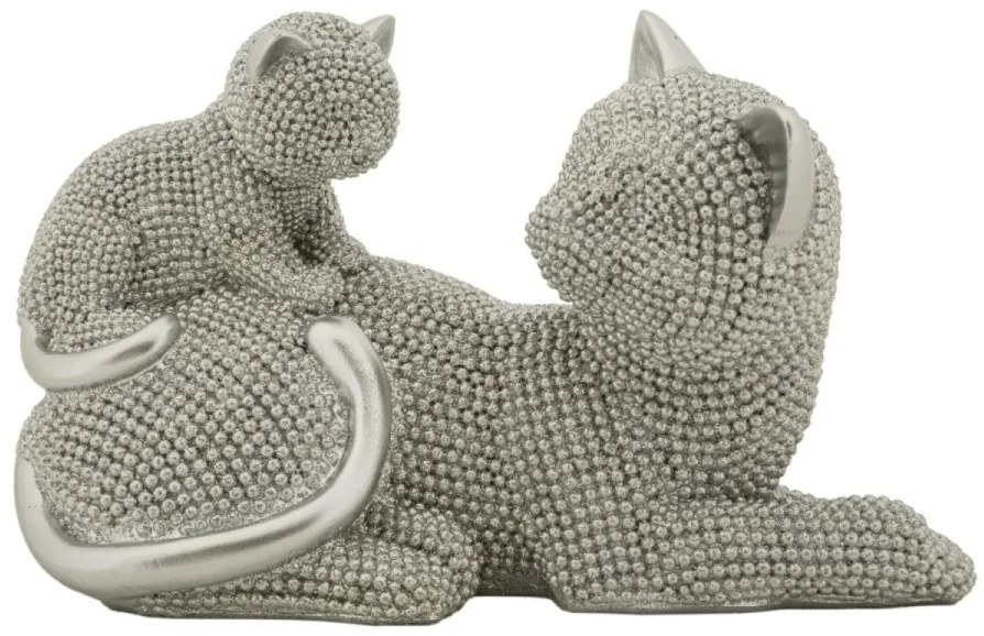 Decorațiune Gatto Sparky con Cucciolo, 19X9X13 cm, Mauro Ferretti