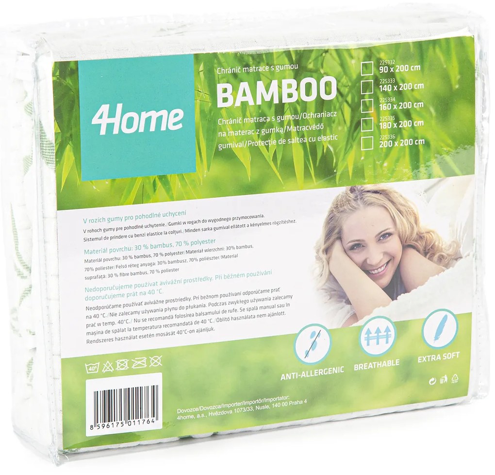 Protecție saltea 4Home Bamboo cu elastic, 140 x 200 cm