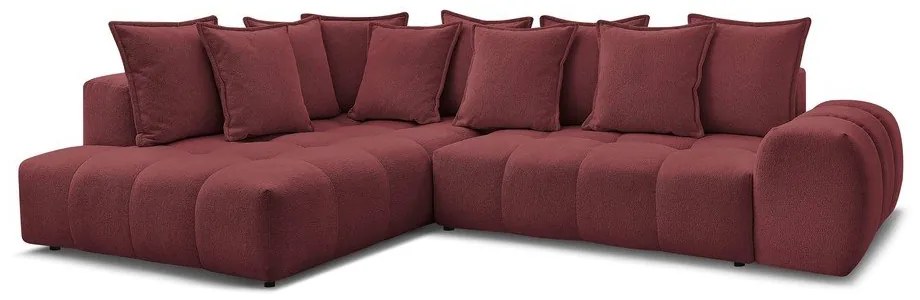 Colțar burgundy extensibil/cu spațiu de depozitare cu tapițerie din chenille (cu colț pe partea stângă/în formă de ”L”) Everest – Bobochic Paris