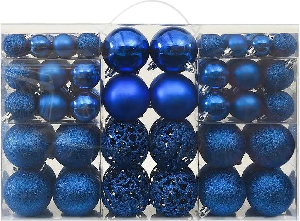 vidaXL Set de globuri de Crăciun, 100 piese, albastru