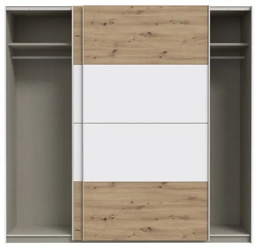 Dulap garderobă KARO 220x210 cm, alb/stejar artisan