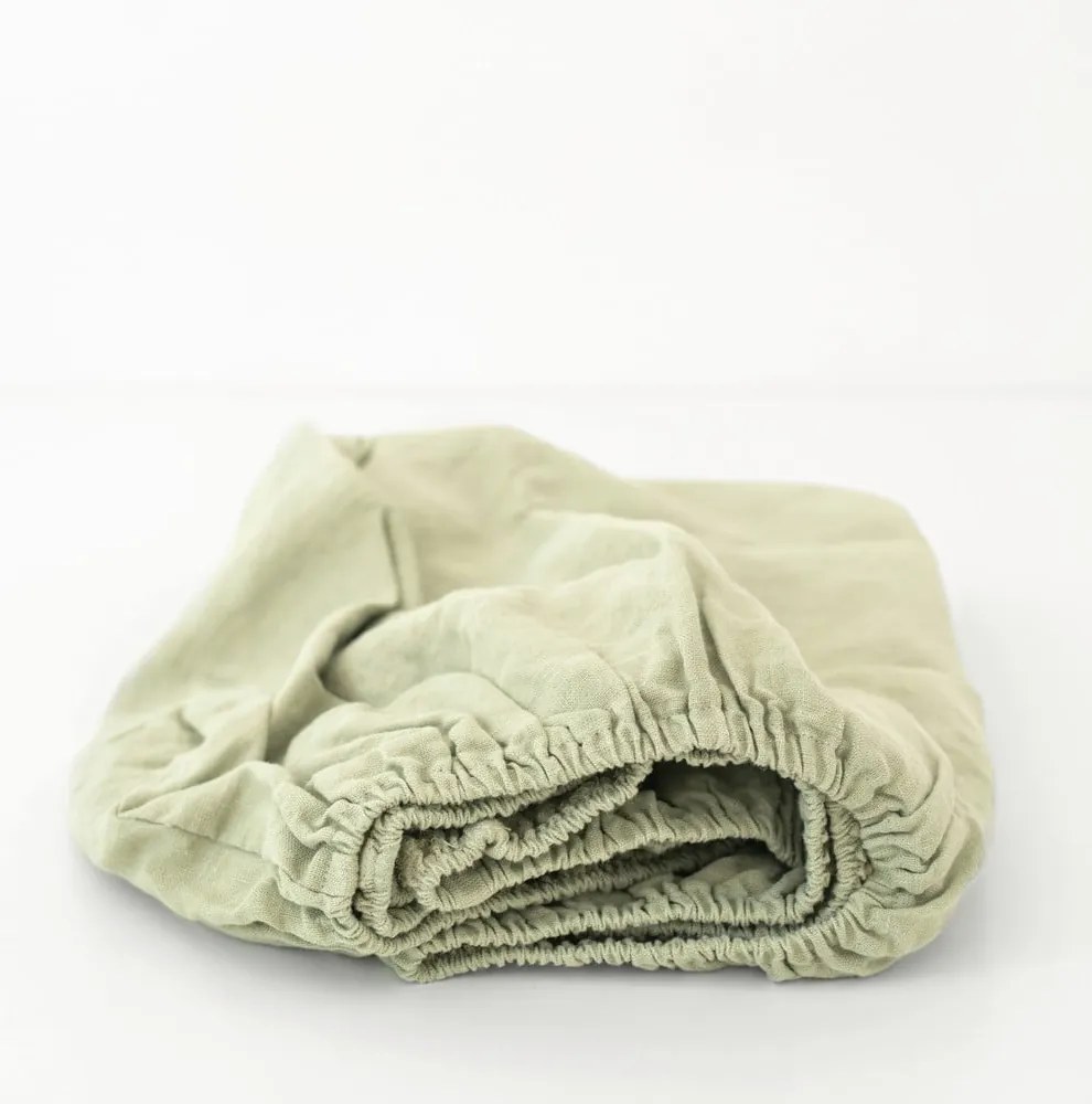 Cearșaf din in pentru copii Linen Tales Nature, 60 x 120 cm, verde