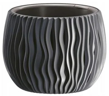 Ghiveci decorativ de flori, rotund, antracit, 1.4 L, 18x13.6 cm Sandy Bowl