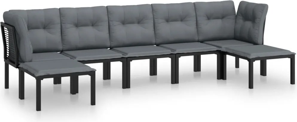 vidaXL Set mobilier de grădină, 7 piese, negru și gri, poliratan