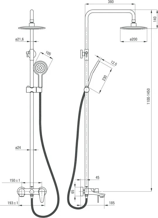Set de dus cu robinet pentru cada Coriander NAC_01JM