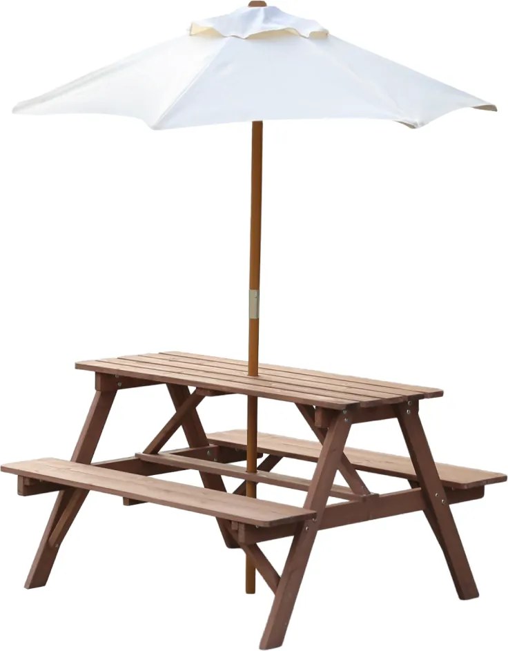 Seturi de grădină pentru copii cu umbrelă de soare, maro/bej, PADY