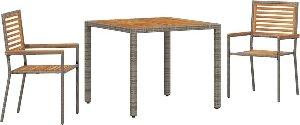 vidaXL Set de masă pentru grădină 3 pcs Gri și Brown poliratan