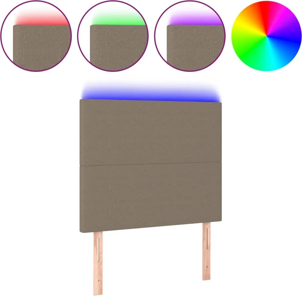 vidaXL Tăblie de pat cu LED, gri taupe, 80x5x118/128 cm, textil