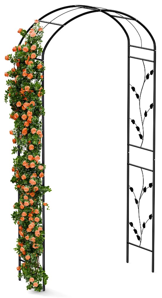 FloraBelle Arch, Arcadă roz, modele decorative cu frunze, rezistent la intemperii, suport pentru plante cățărătoare.