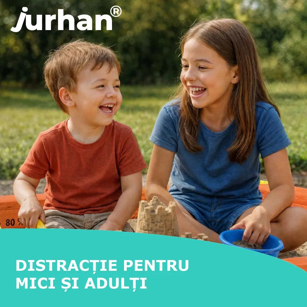 Groapa cu nisip cu verandă SUNNY, 130x130x143cm, maro/albastră Jurhan