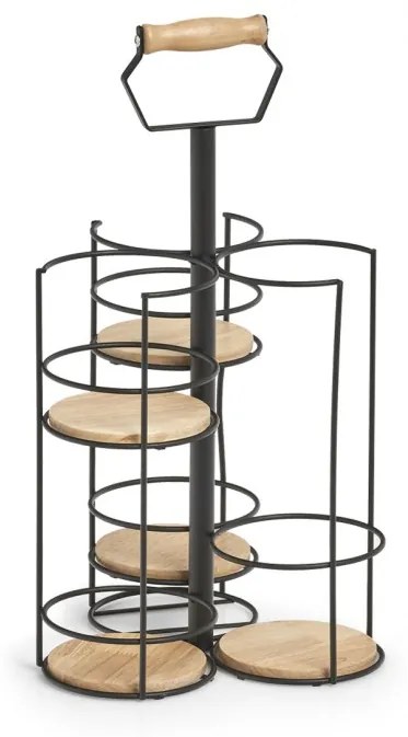 Set sevire bauturi Zeller, loc pentru sticla, din metal si lemn