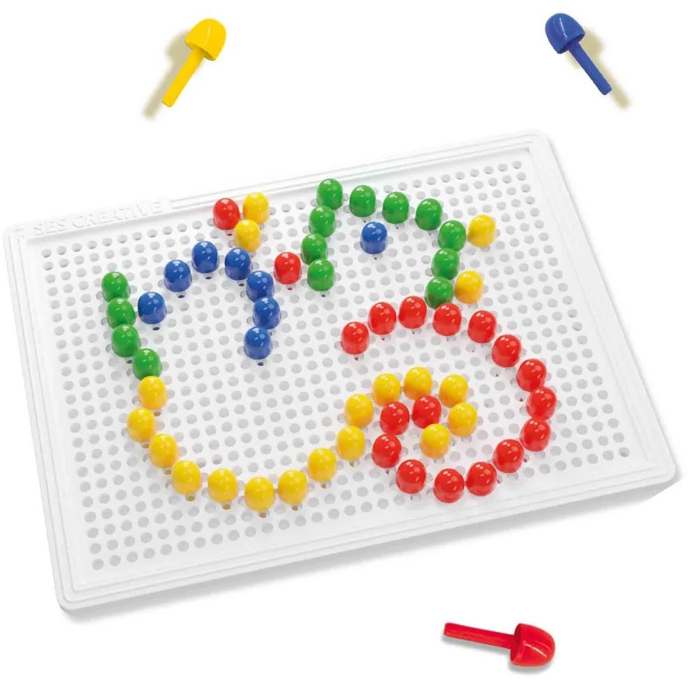 Set creativ mozaic pentru copii - Tabla compacta mozaic cu peg-uri colorate