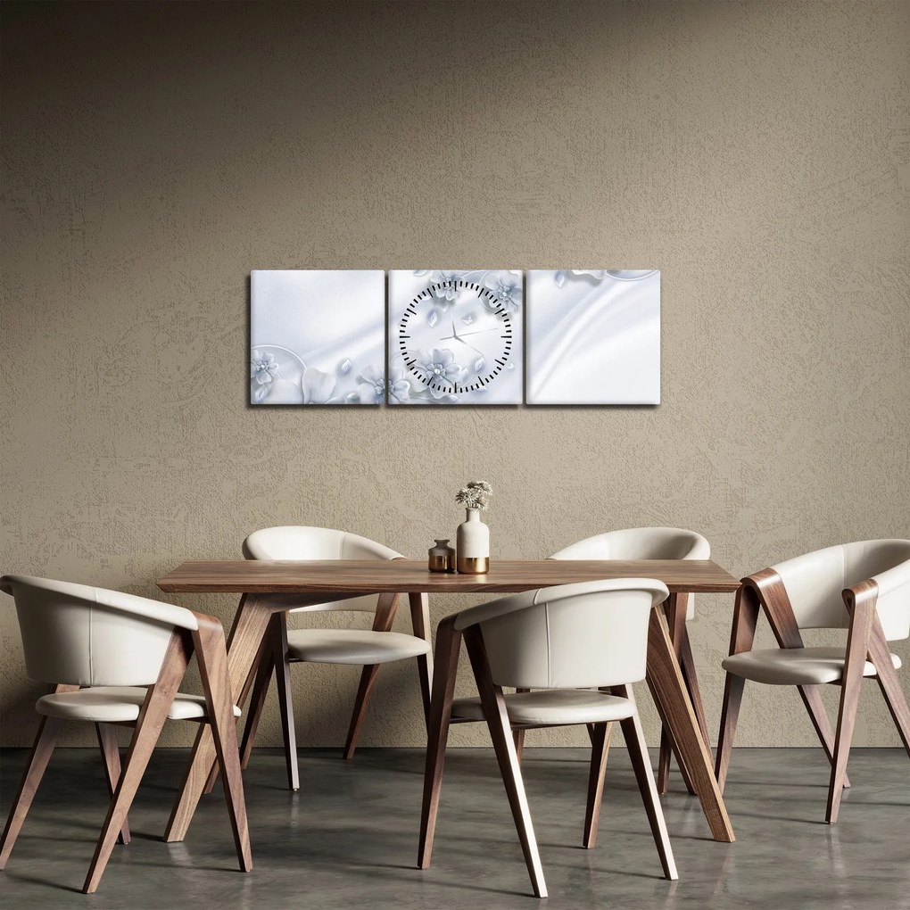 Tablou - Design flori (cu ceas) (90x30 cm)