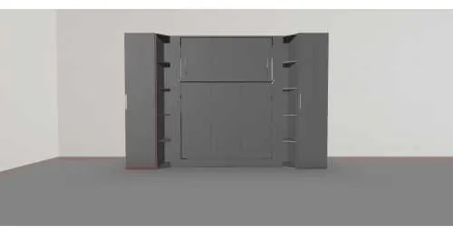 Set pat rabatabil dublu (150X200), 2 dulapuri SINGLE Wardrobe (50 cm) si 2 minibiblioteci cross - NOVA SMALL WARDROBE SET
