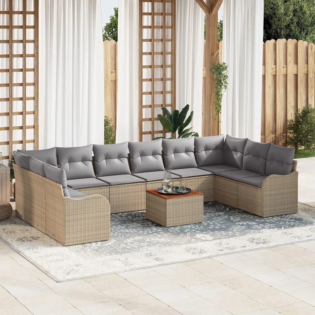 vidaXL Set Canapea Grădină 11 pcs Bej, gri deschis Mare