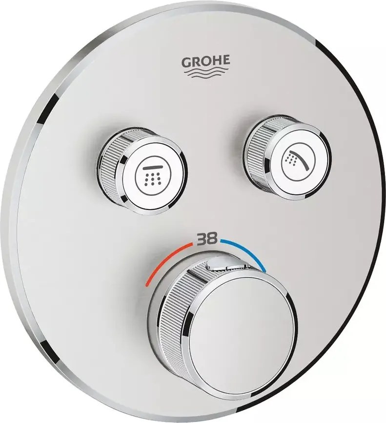 Baterie dus incastrata cu termostat Grohe Grohtherm SmartControl 2 iesiri crom periat Supersteel