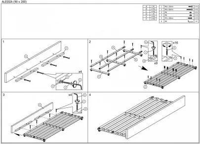 Canapea extensibila gri din lemn de stejar si poliester 90x200 cm Alessia Signal Meble