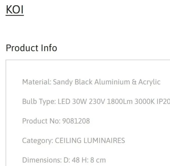 Plafoniera LED design circular KOI neagra