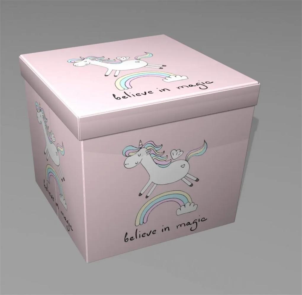 Taburet pliabil roz model Unicorn, Heinner HR-FLD38-INGPK