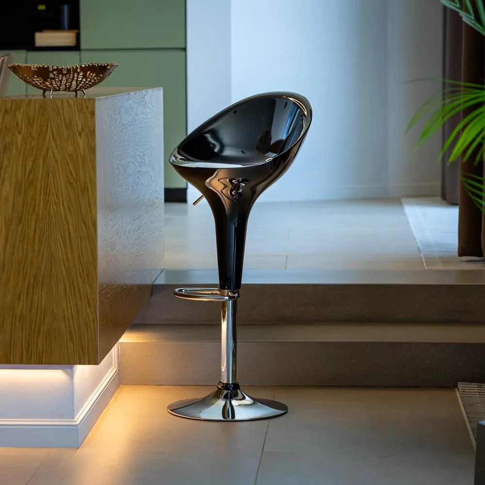 Scaun de bar negru ABS 105 din plastic ABS cu suport de picioare