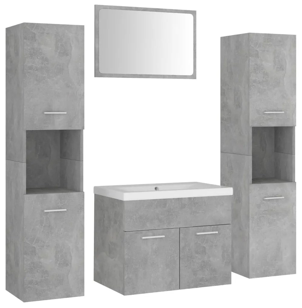 3071229 vidaXL Set mobilier de baie, gri beton, lemn prelucrat