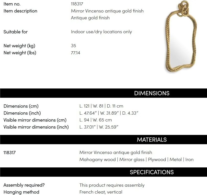 Oglinda decorativa design LUX Vincenso 121x81cm