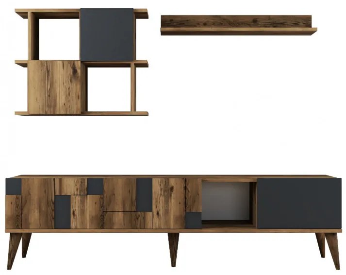 Ansamblu Comoda TV Madrid Walnut-Antracit
