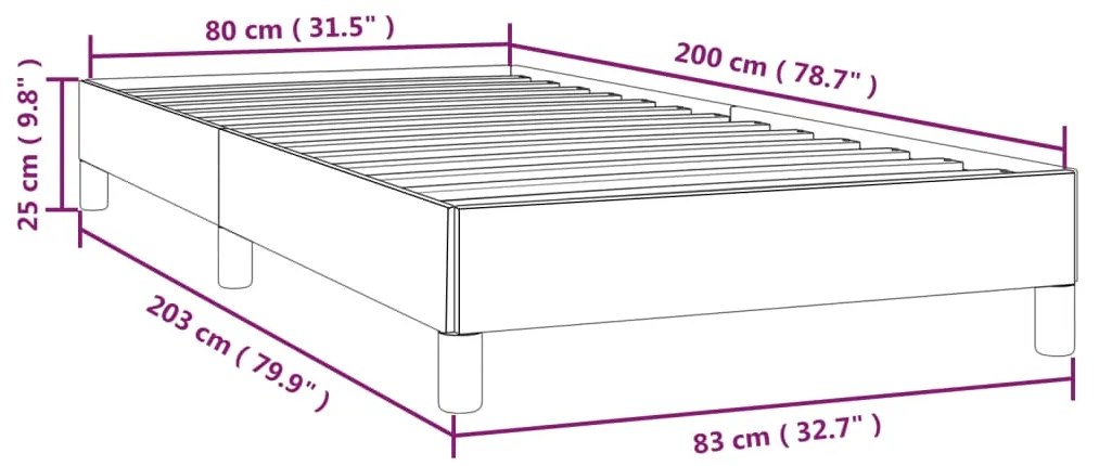Cadru de pat, cappuccino, 80x200 cm, piele ecologica Cappuccino, 25 cm, 80 x 200 cm