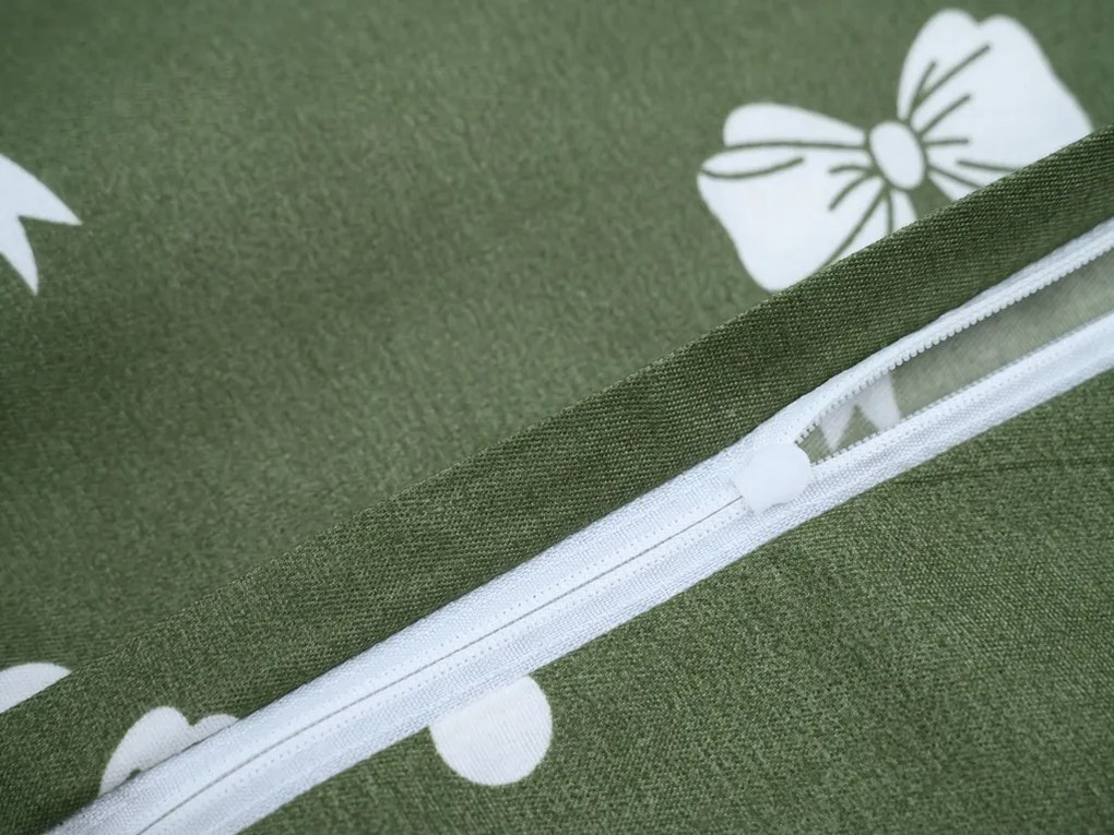 Lenjerie din microflanel WHITE BOW verde Dimensiune lenjerie de pat: 2 buc 70 x 90 cm | 200 x 220 cm
