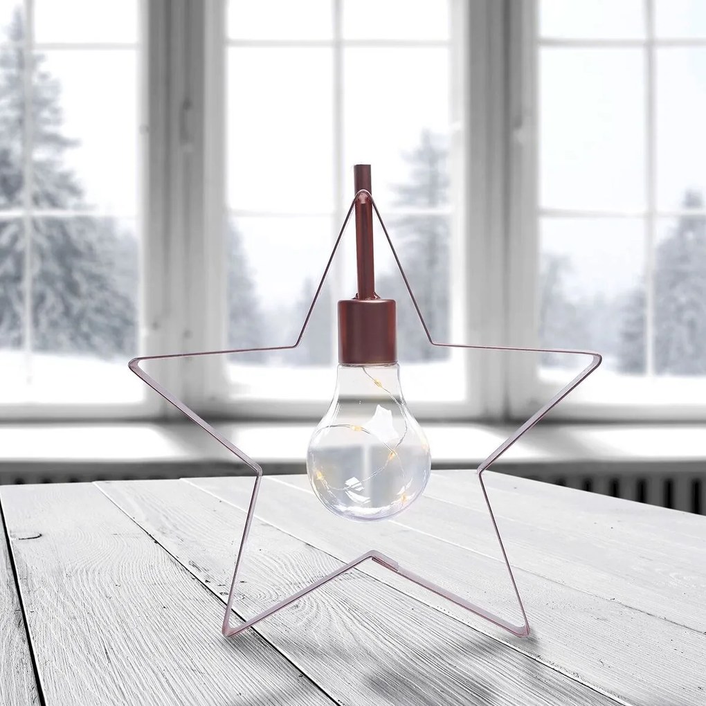 DecoKing Lampă de Crăciun Stea albă caldă, 5LED-uri
