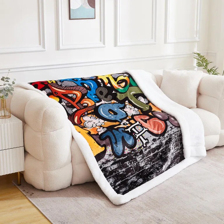 Pătură cu blăniță GRAFITTI 150 x 200 cm