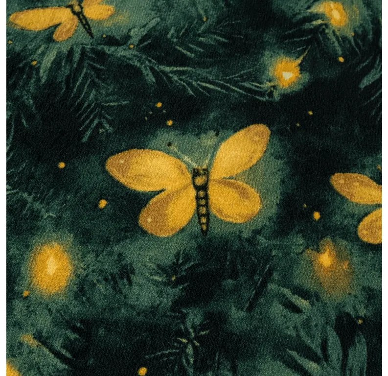 Lenjerie cocolino YELLOW BUTTERFLY verde inchis Dimensiune lenjerie de pat: 70 x 90 cm | 140 x 200 cm